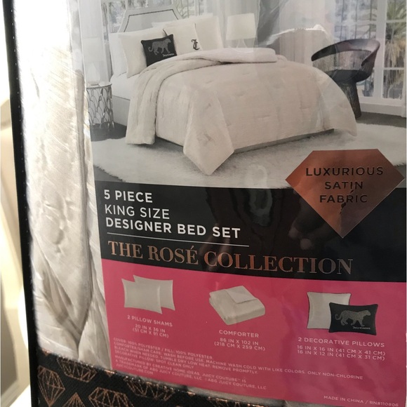 Juicy Couture The Rose Collection 5-Piece King Size Designer Bed Set - Picture 6 of 9